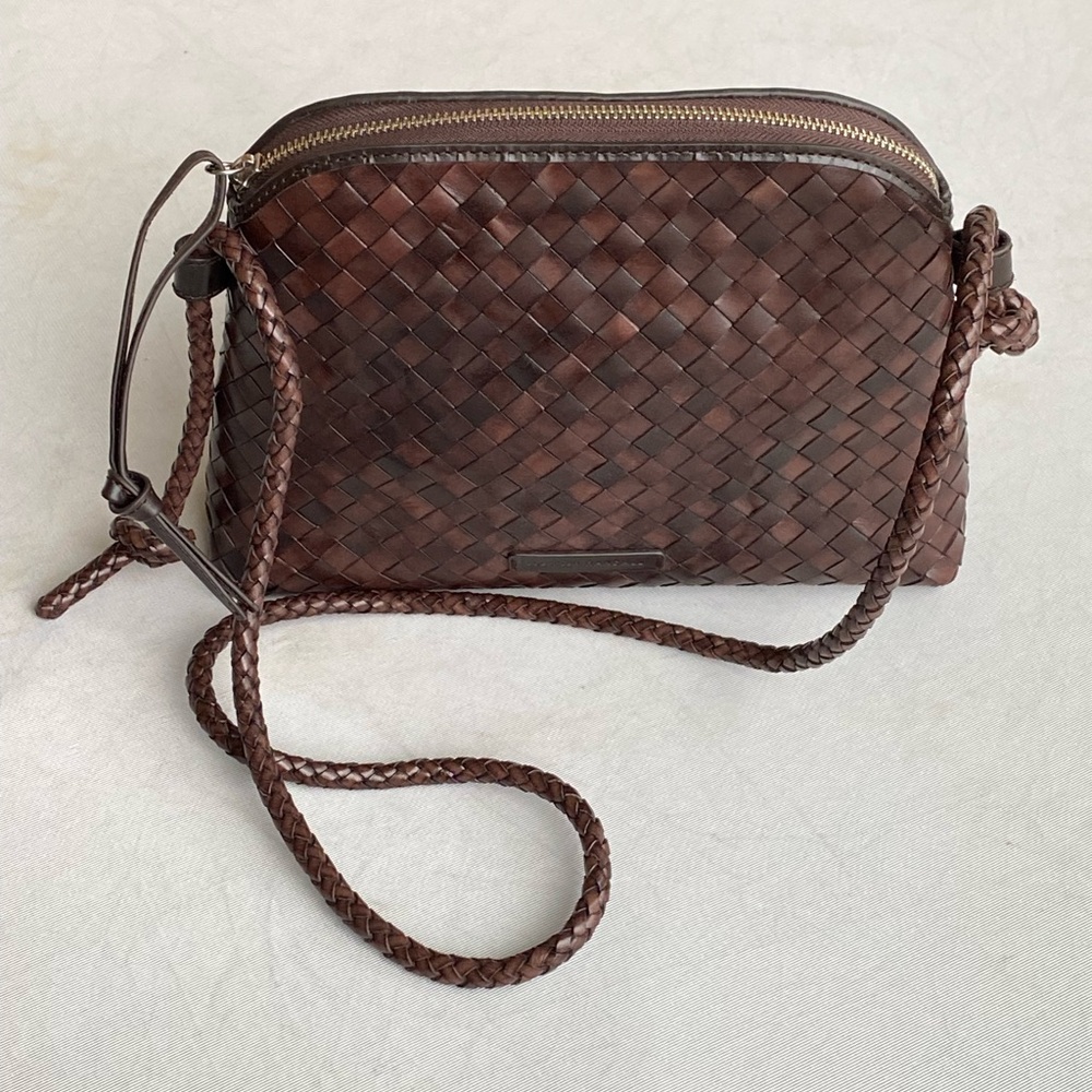 Loeffler Randall “Mallory” Brown Woven Leather Crossbody Bag